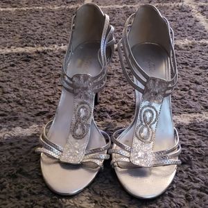 Silver Strappy Heels